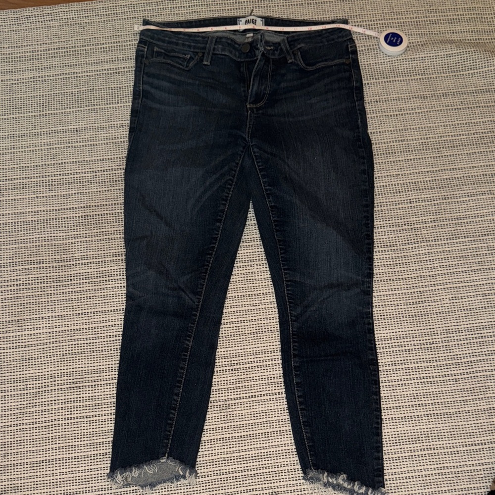 PAIGE Midnight Ankle Jeans with Frayed Hem
